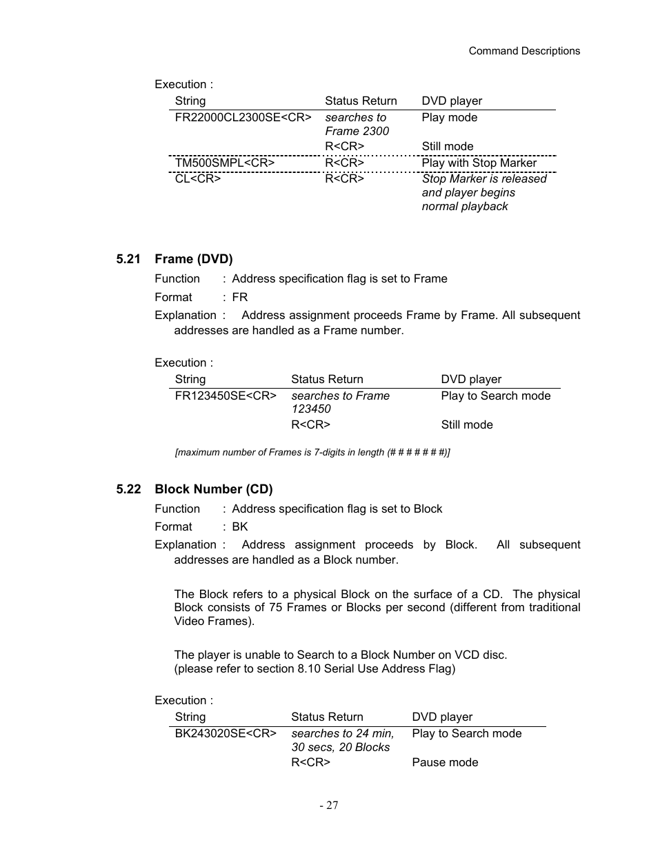 21frame (dvd), 22block number (cd), 21 frame | Dvd), 22 block number (cd) | Pioneer Industrial DVD Player DVD-V7400 User Manual | Page 34 / 113