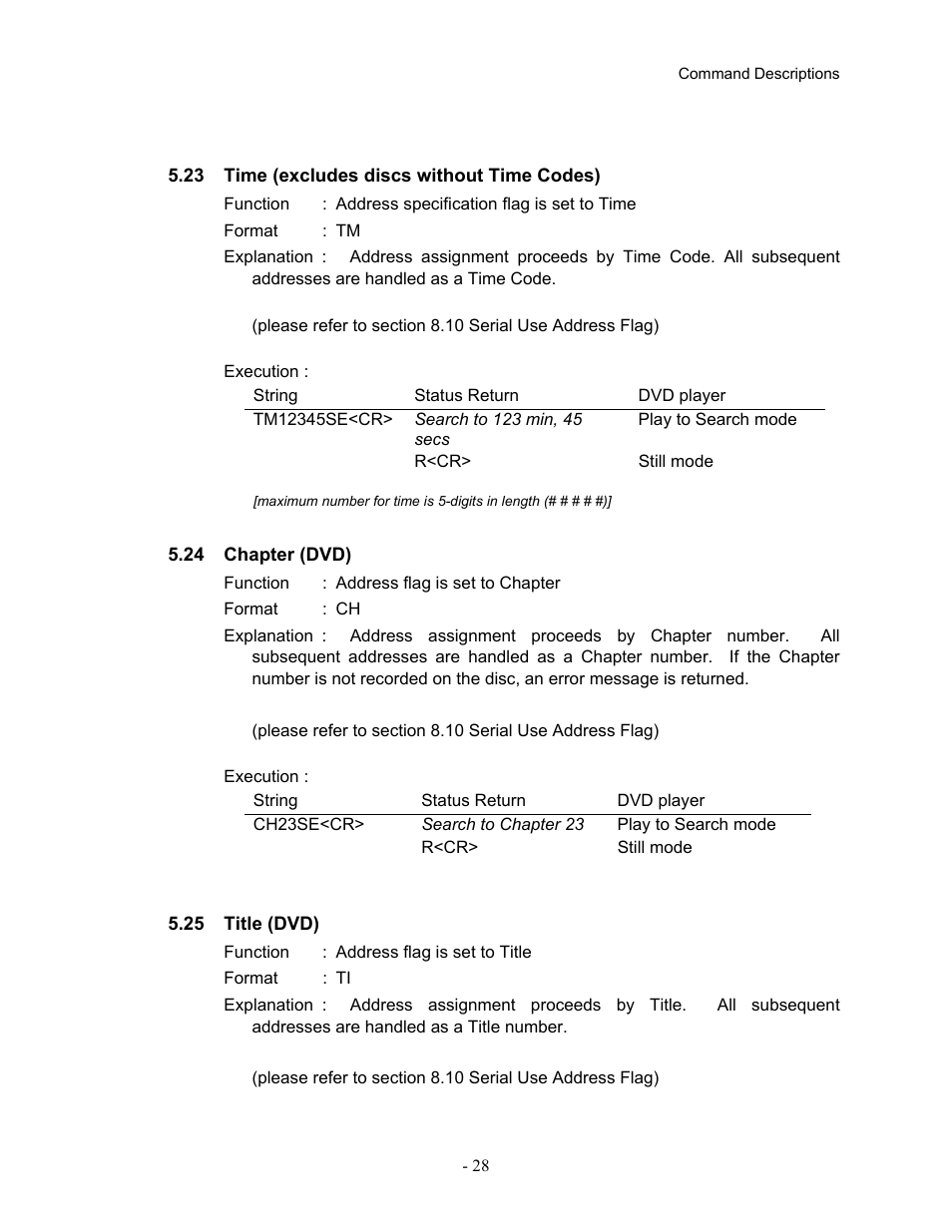 23time (excludes discs without time codes), 24chapter (dvd), 25title (dvd) | Dvd), 25 title | Pioneer Industrial DVD Player DVD-V7400 User Manual | Page 35 / 113