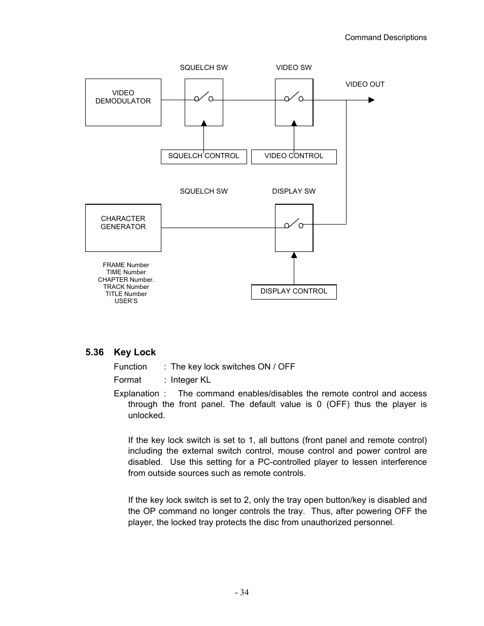 36key lock, 36 key, Lock | Pioneer Industrial DVD Player DVD-V7400 User Manual | Page 41 / 113