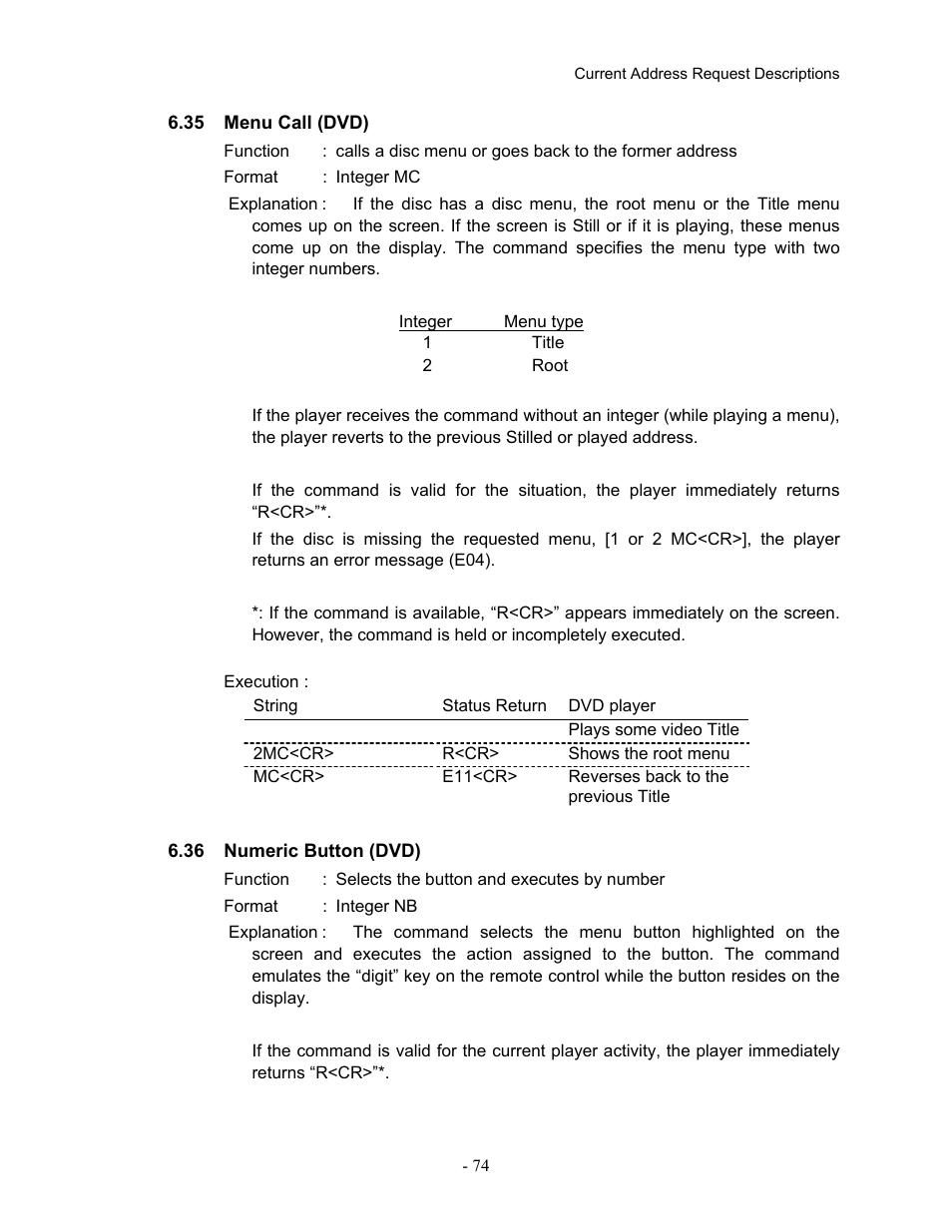35menu call (dvd), 36numeric button (dvd), 35 menu call (dvd) 6.36 numeric button (dvd) | Pioneer Industrial DVD Player DVD-V7400 User Manual | Page 81 / 113