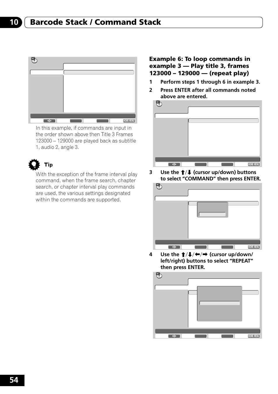 54 10 barcode stack / command stack | Pioneer DVD-V5000 User Manual | Page 54 / 80