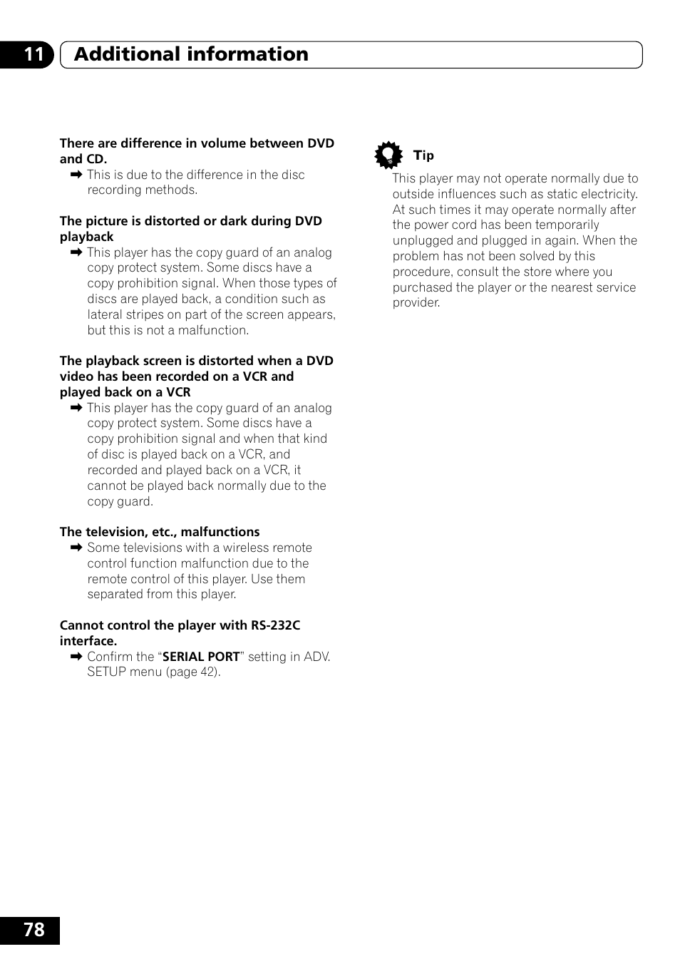 78 11 additional information | Pioneer DVD-V5000 User Manual | Page 78 / 80