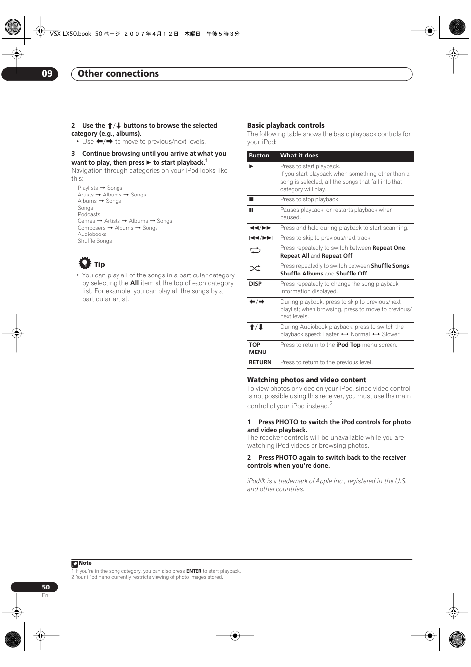 Other connections 09 | Pioneer VSX-LX50 User Manual | Page 50 / 82