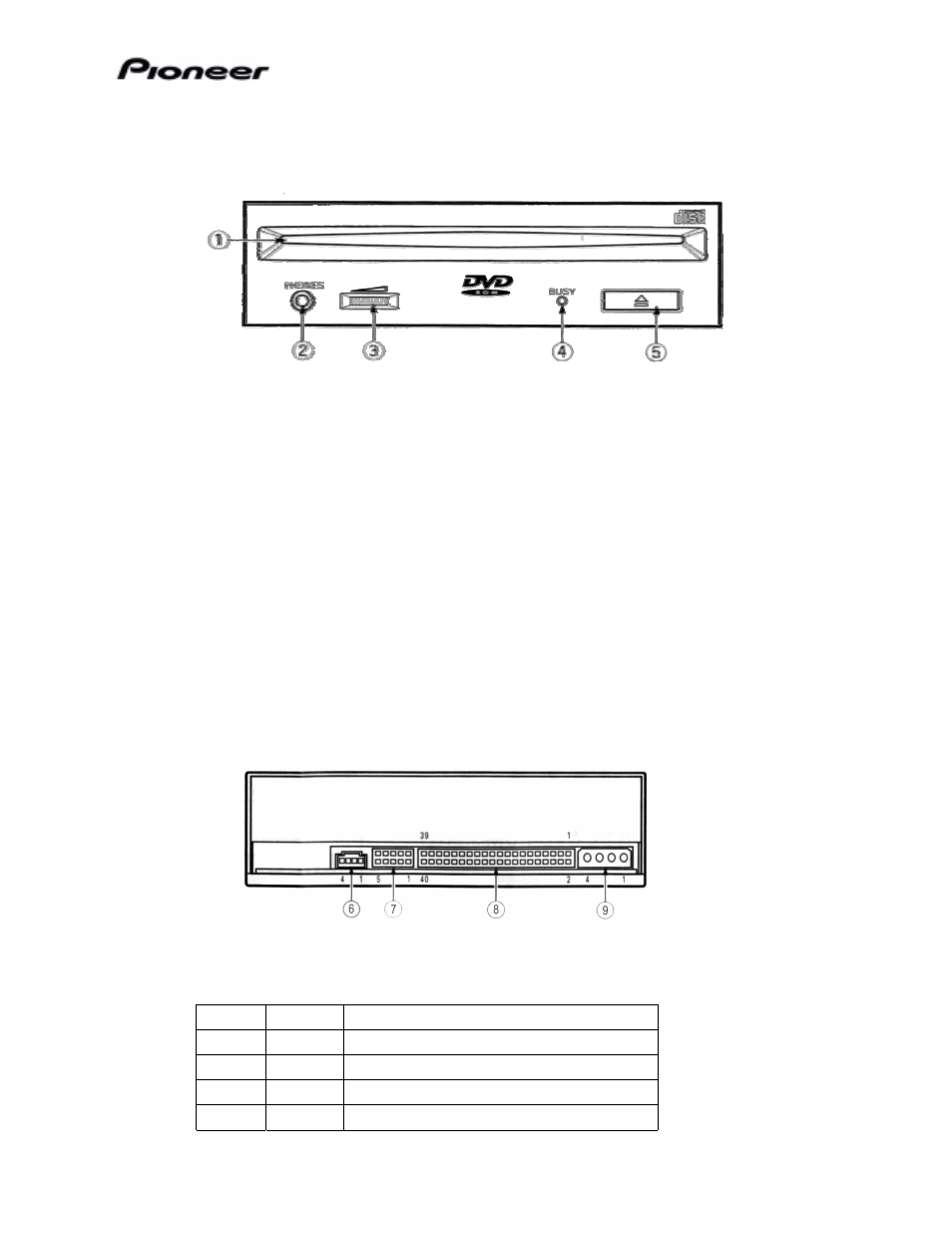 Front view, 2 back view, Back view | Pioneer DVD-ROM Drive DVD-103S User Manual | Page 9 / 13