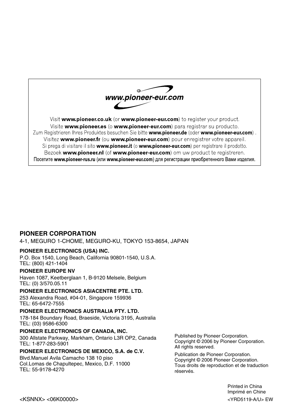 Pioneer Premier PRS-D1100M User Manual | Page 113 / 113