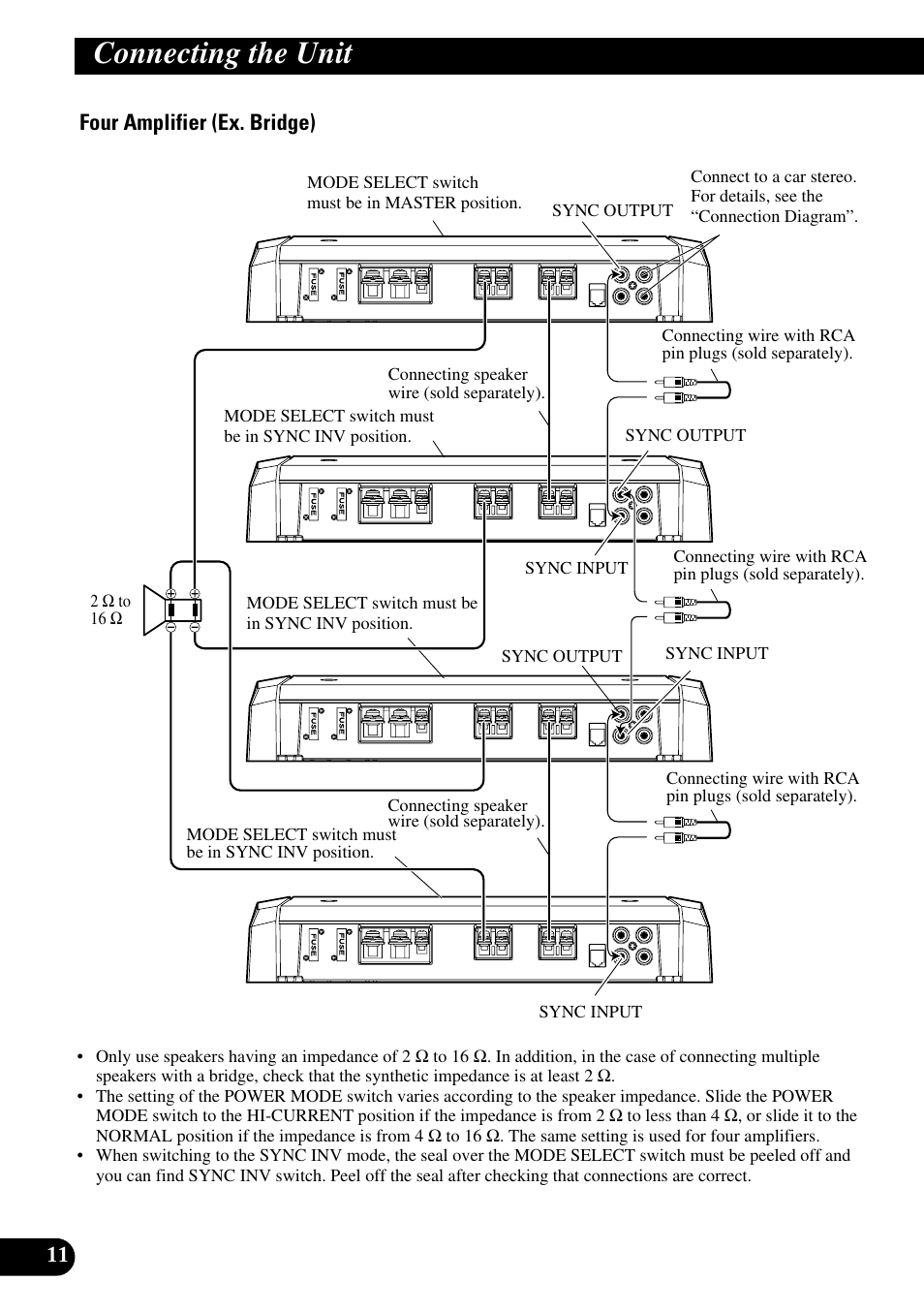 Connecting the unit | Pioneer Premier PRS-D1100M User Manual | Page 12 / 113