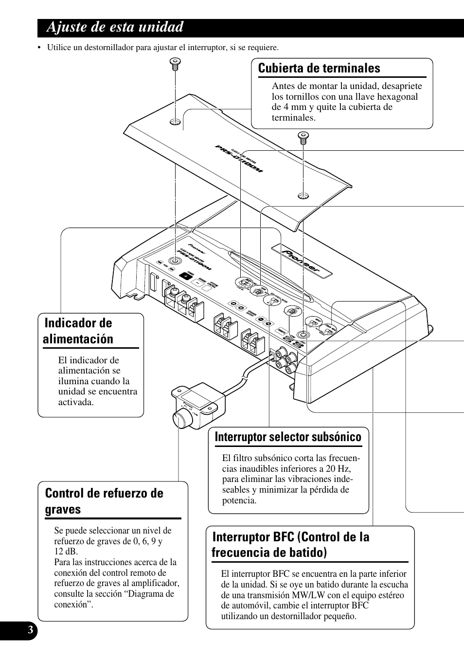 Ajuste de esta unidad, Control de la frecuencia de batido) | Pioneer Premier PRS-D1100M User Manual | Page 20 / 113