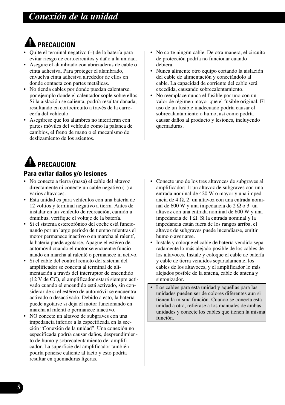 Conexión de la unidad | Pioneer Premier PRS-D1100M User Manual | Page 22 / 113