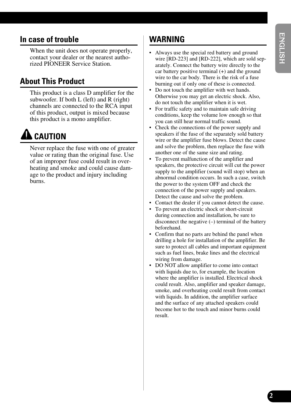 About this product, Caution, Warning | Pioneer Premier PRS-D1100M User Manual | Page 3 / 113