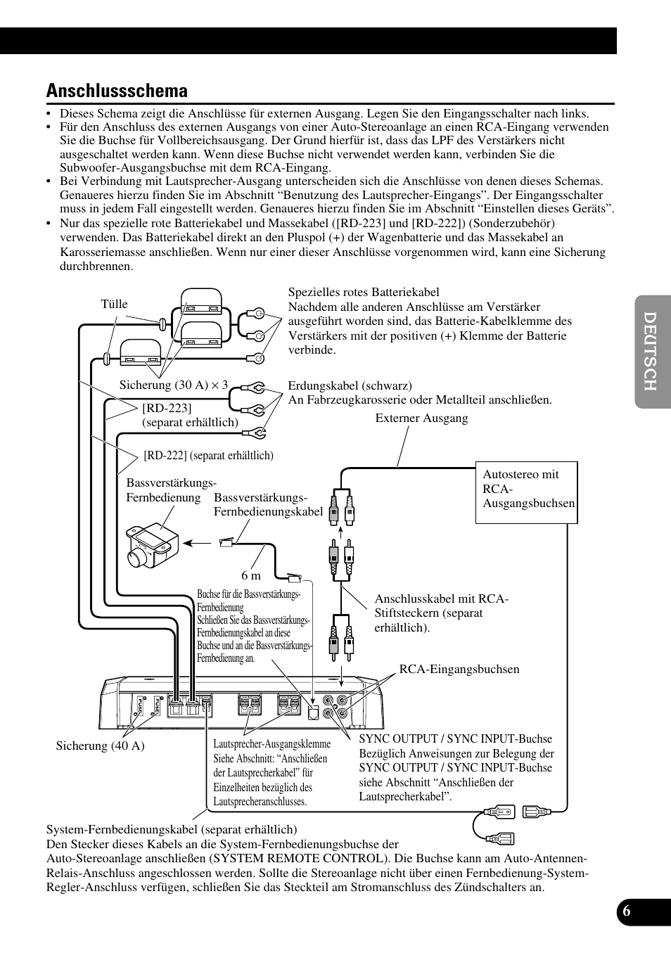 Anschlussschema | Pioneer Premier PRS-D1100M User Manual | Page 39 / 113