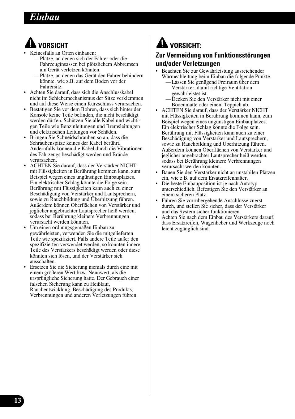 Einbau | Pioneer Premier PRS-D1100M User Manual | Page 46 / 113