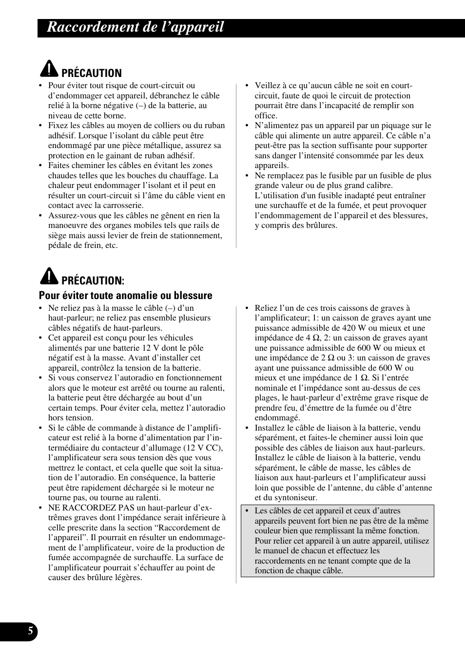 Raccordement de l’appareil | Pioneer Premier PRS-D1100M User Manual | Page 54 / 113