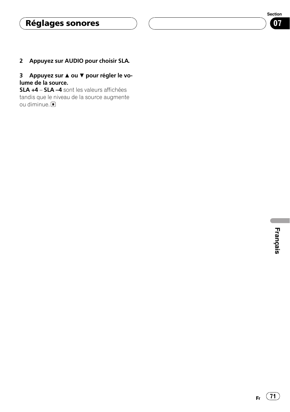 Réglages sonores | Pioneer DEH-2700RB User Manual | Page 71 / 116