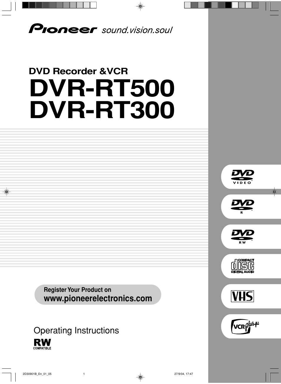 Pioneer dvr-rt500 User Manual | 91 pages