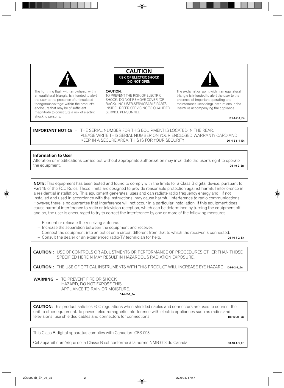 Caution | Pioneer dvr-rt500 User Manual | Page 2 / 91