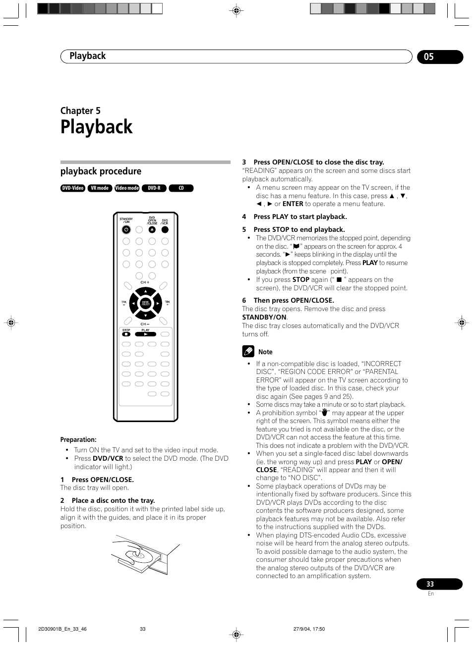 05 playback, Playback procedure, Playback | Playback 05, Chapter 5 | Pioneer dvr-rt500 User Manual | Page 33 / 91