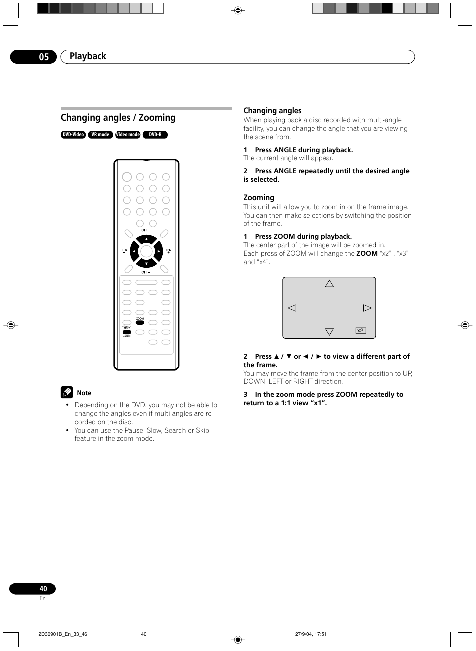 Changing angles / zooming, Playback 05 | Pioneer dvr-rt500 User Manual | Page 40 / 91