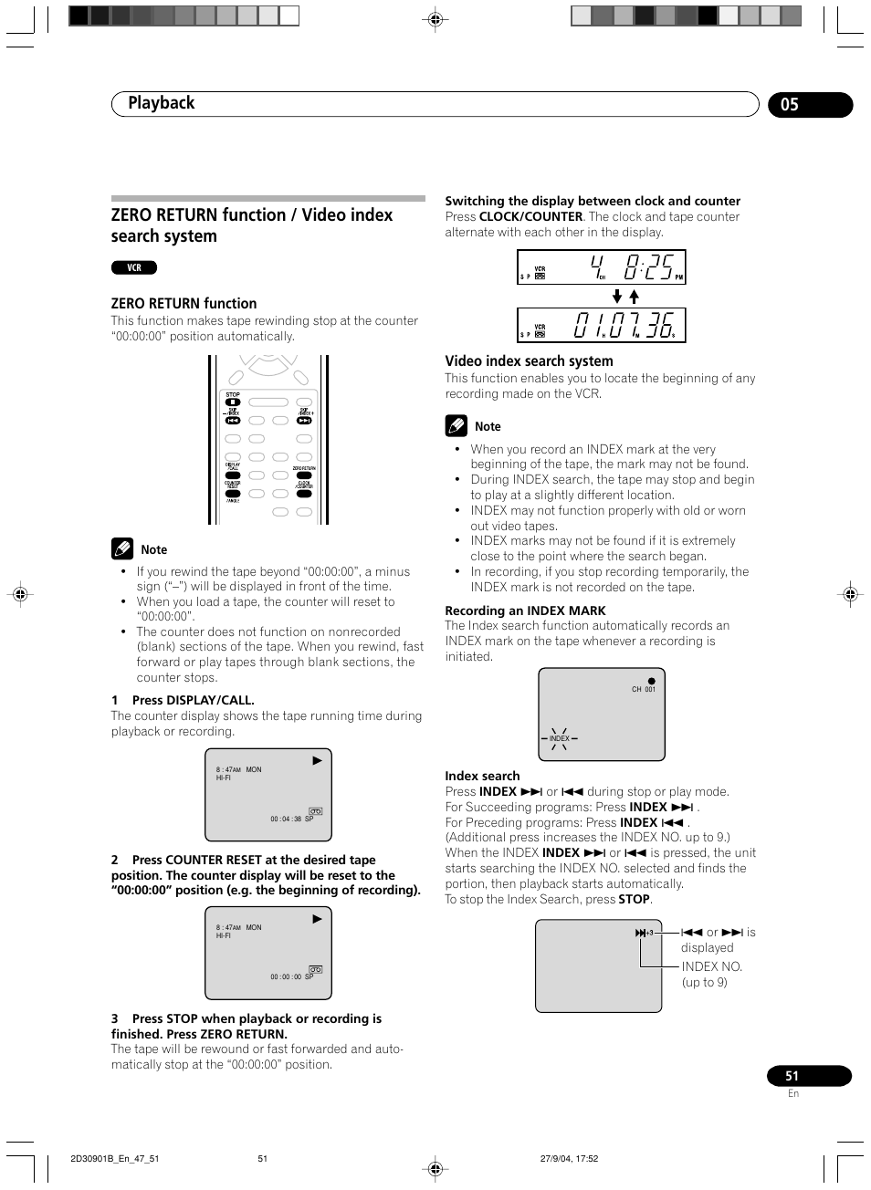 Zero return function / video index search system, Playback 05 | Pioneer dvr-rt500 User Manual | Page 51 / 91