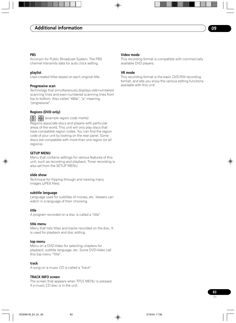 Additional information 09 | Pioneer dvr-rt500 User Manual | Page 83 / 91