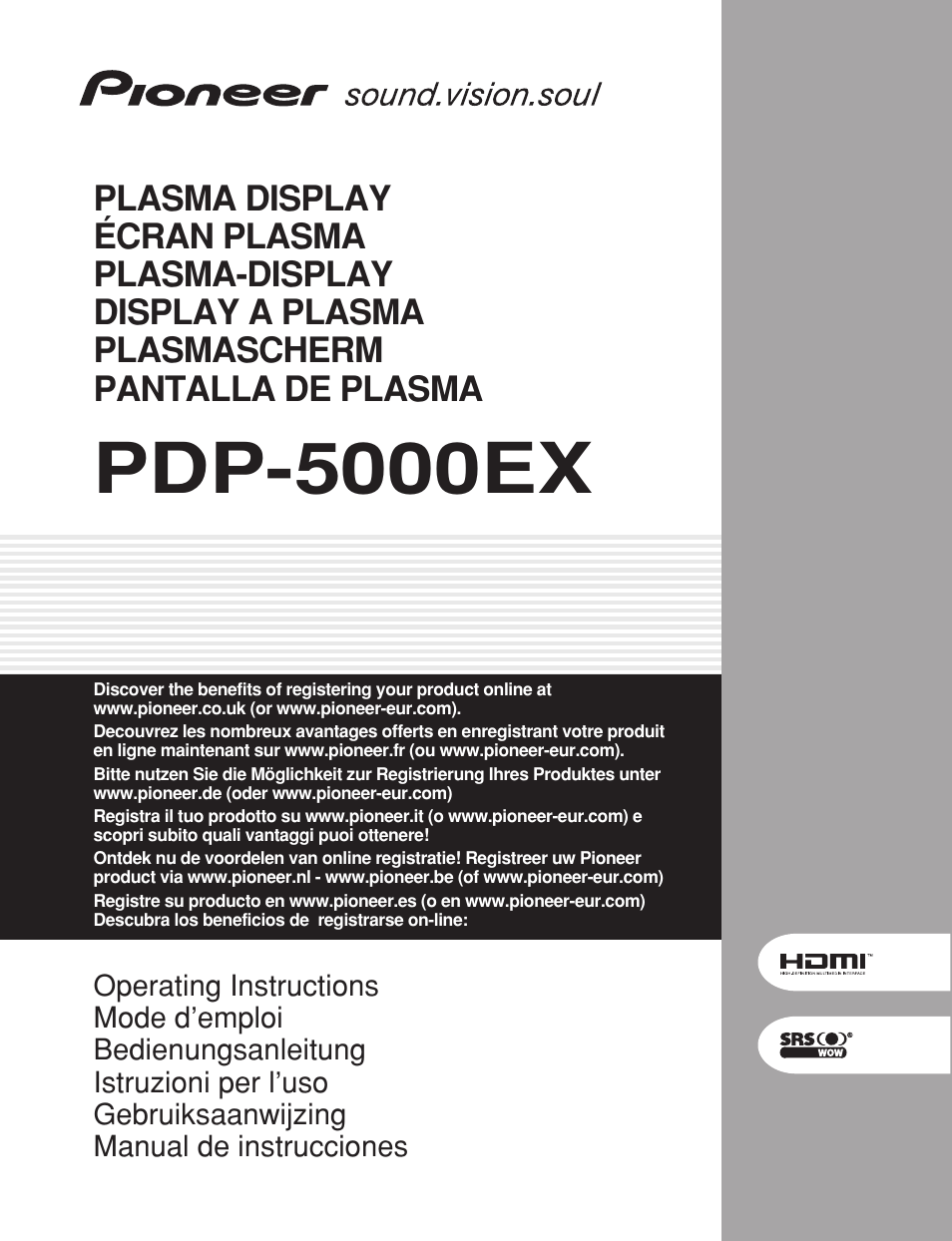 Pioneer PDP-5000EX User Manual | 230 pages