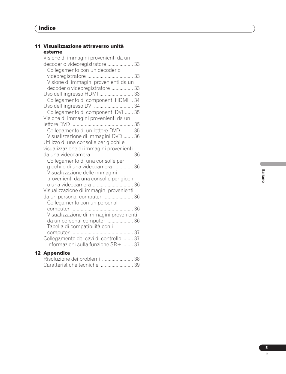 Indice | Pioneer PDP-5000EX User Manual | Page 119 / 230