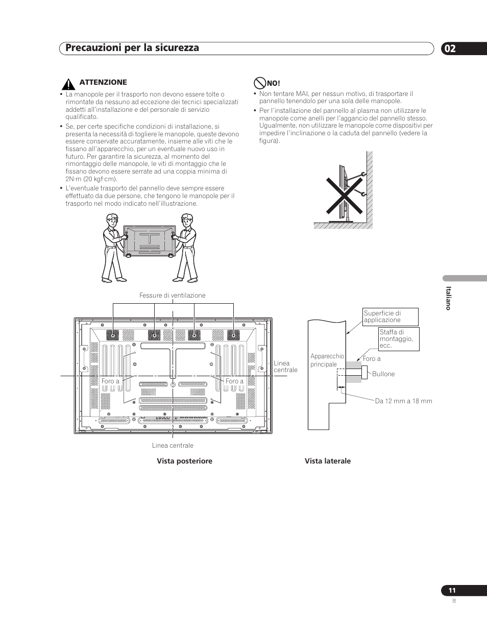 Precauzioni per la sicurezza 02 | Pioneer PDP-5000EX User Manual | Page 125 / 230