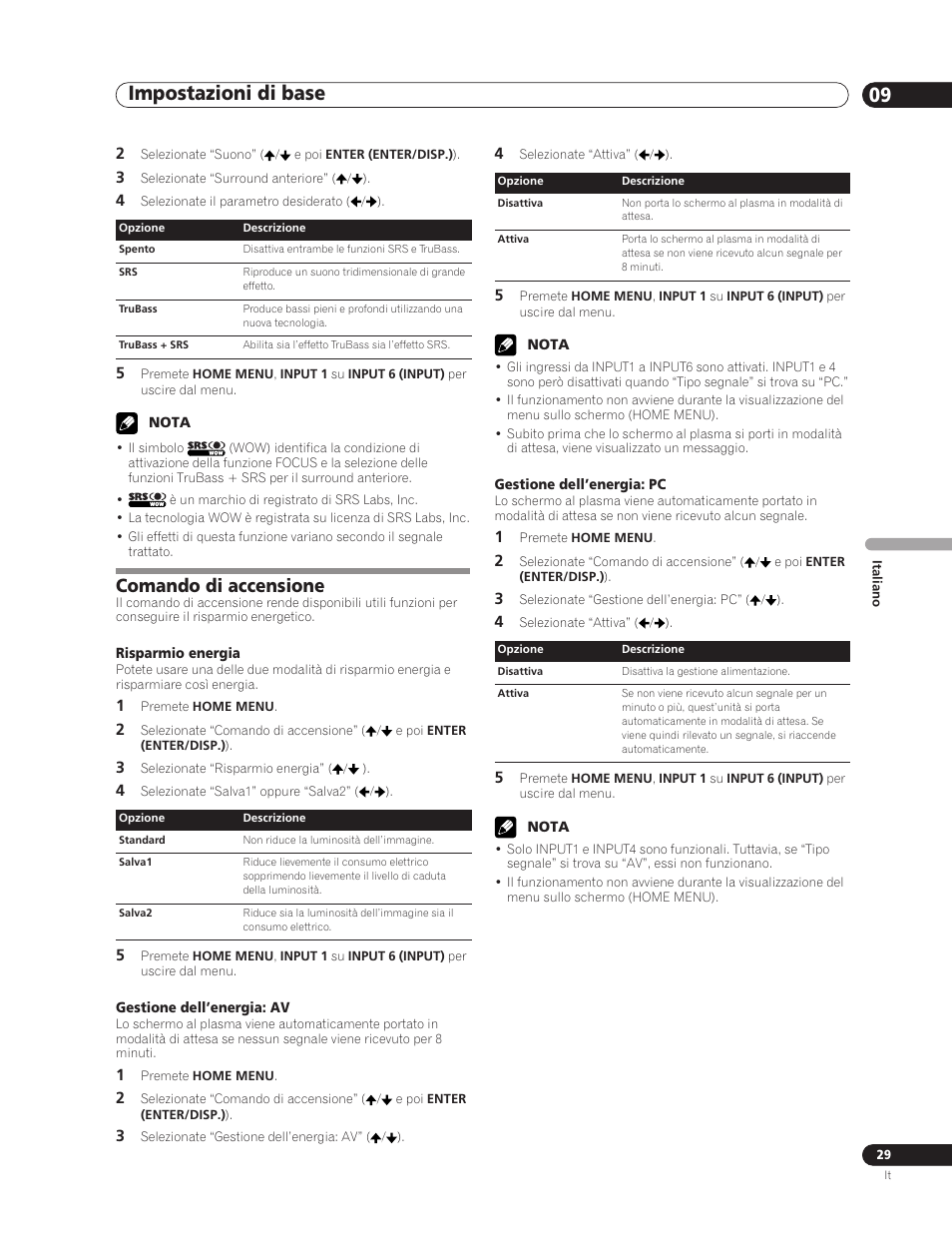Comando di accensione, Impostazioni di base 09 | Pioneer PDP-5000EX User Manual | Page 143 / 230