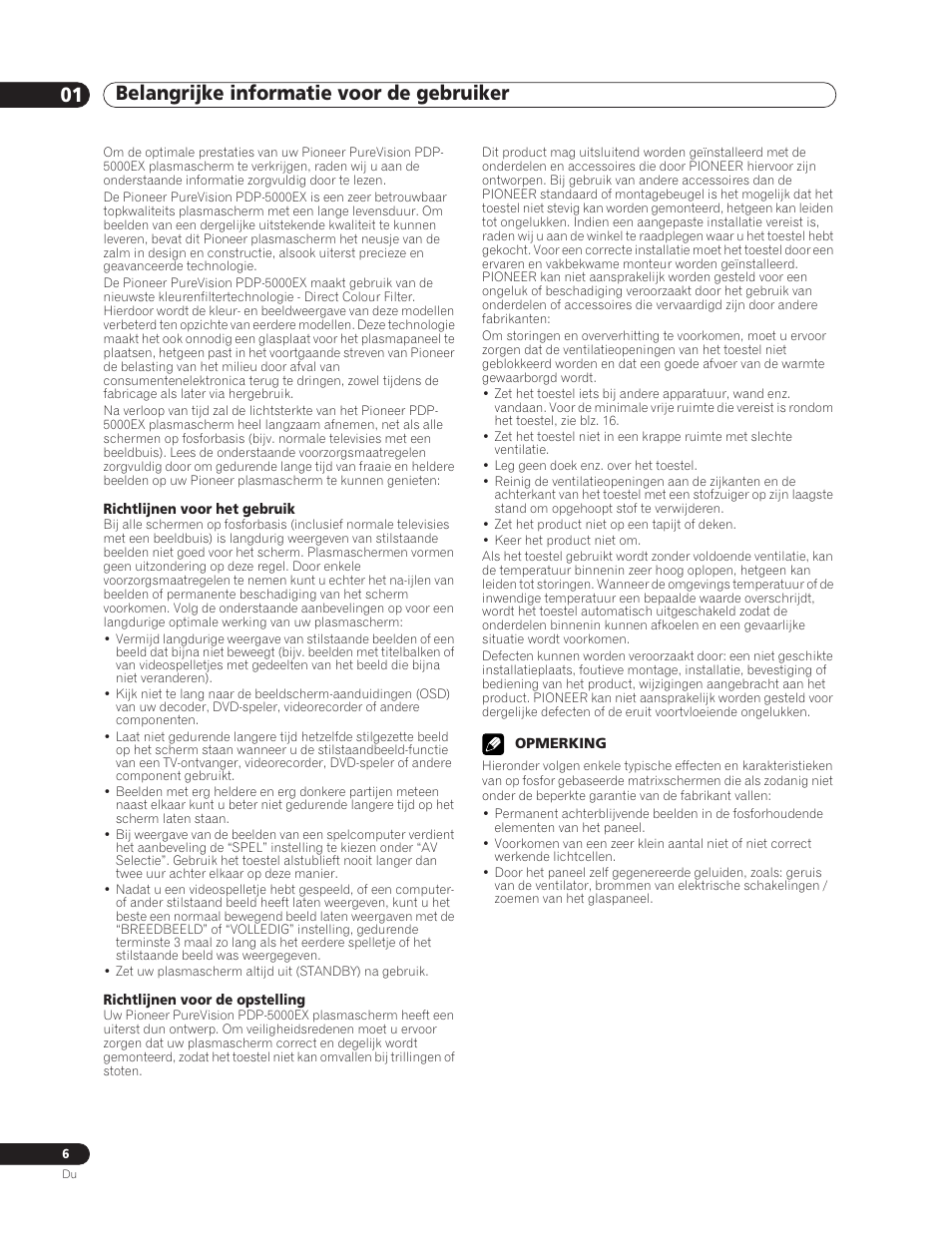 01 belangrijke informatie voor de, Gebruiker | Pioneer PDP-5000EX User Manual | Page 158 / 230