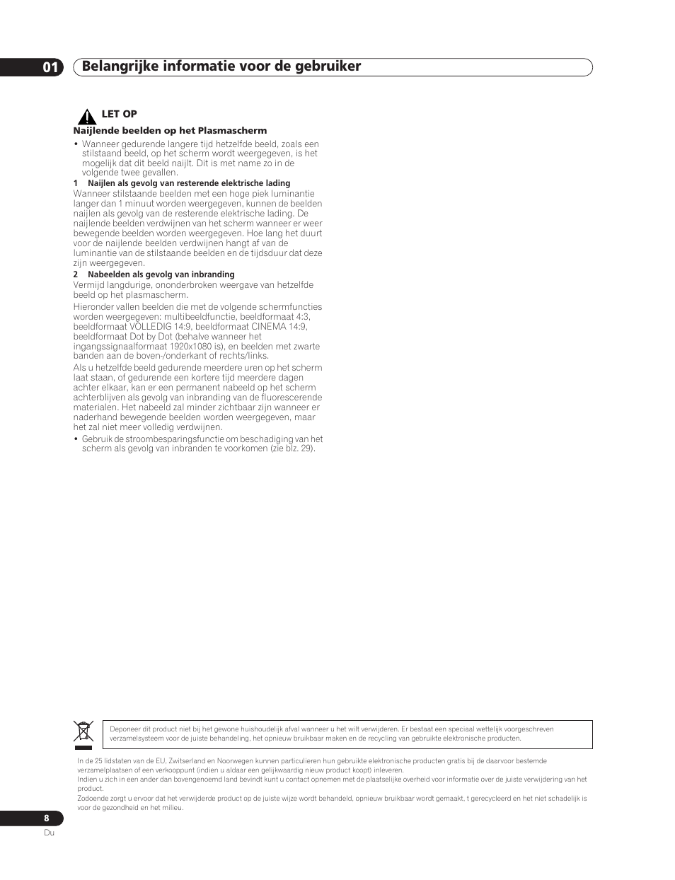 Belangrijke informatie voor de gebruiker 01 | Pioneer PDP-5000EX User Manual | Page 160 / 230