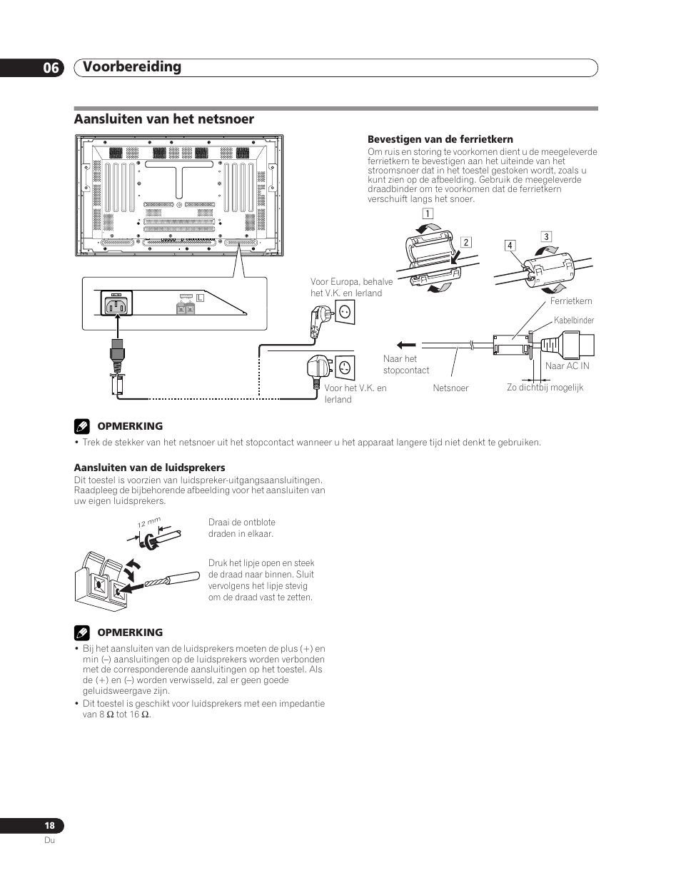 Aansluiten van het netsnoer, Voorbereiding 06 | Pioneer PDP-5000EX User Manual | Page 170 / 230