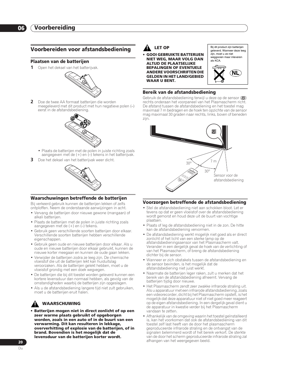 Voorbereiden voor afstandsbediening, Voorbereiding 06 | Pioneer PDP-5000EX User Manual | Page 172 / 230