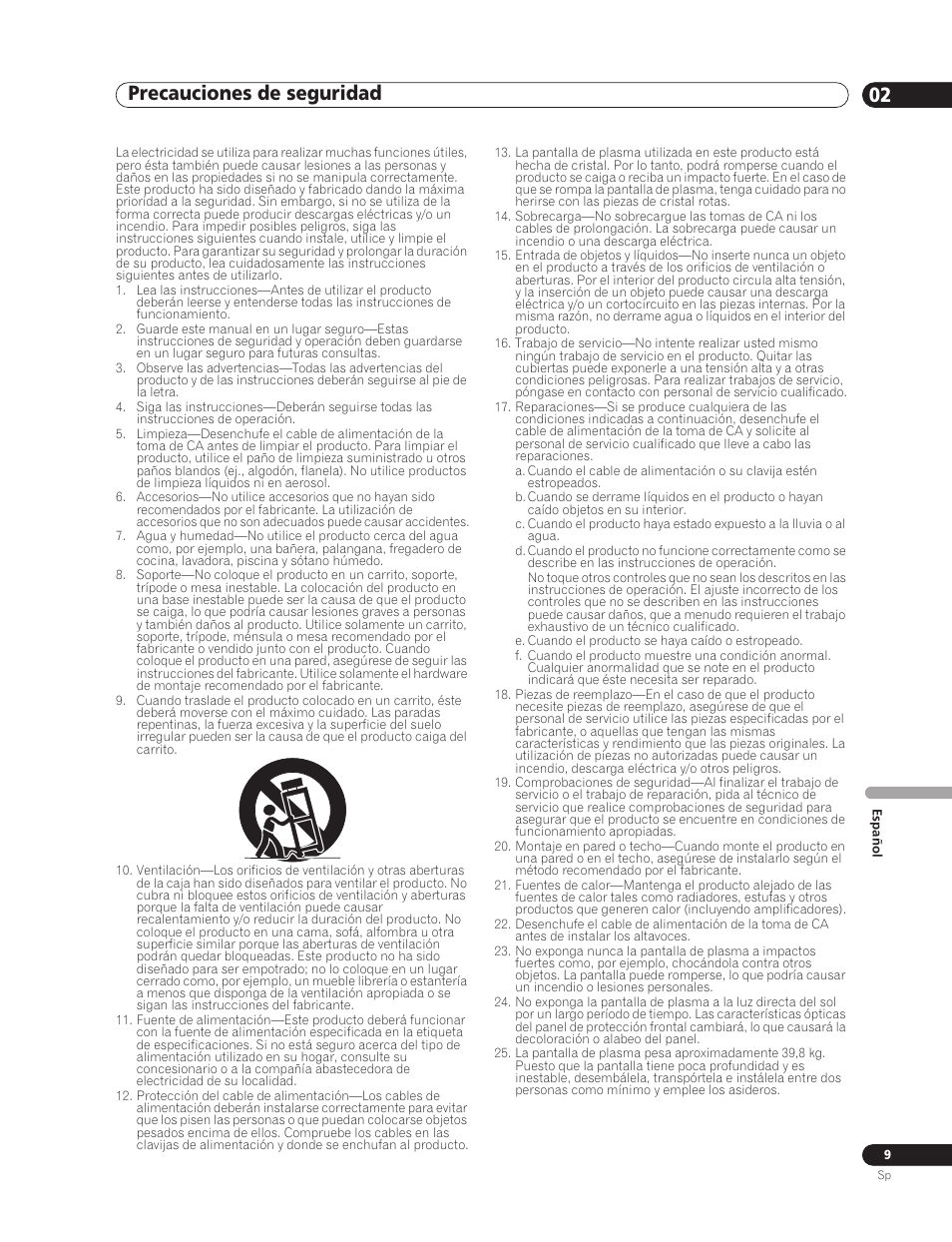 02 precauciones de seguridad, Precauciones de seguridad 02, Precauciones de seguridad | Pioneer PDP-5000EX User Manual | Page 199 / 230