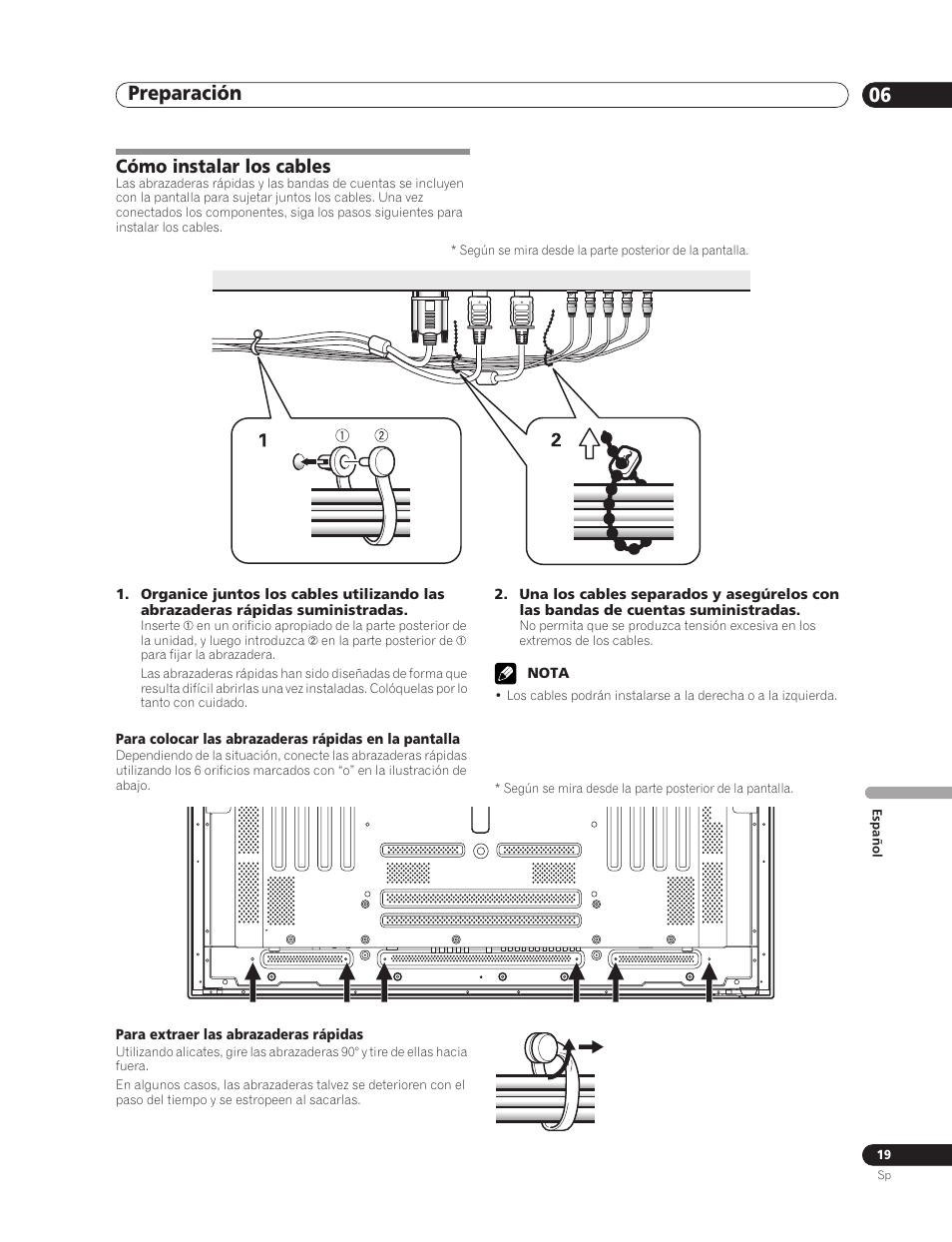 Cómo instalar los cables, Preparación 06 | Pioneer PDP-5000EX User Manual | Page 209 / 230