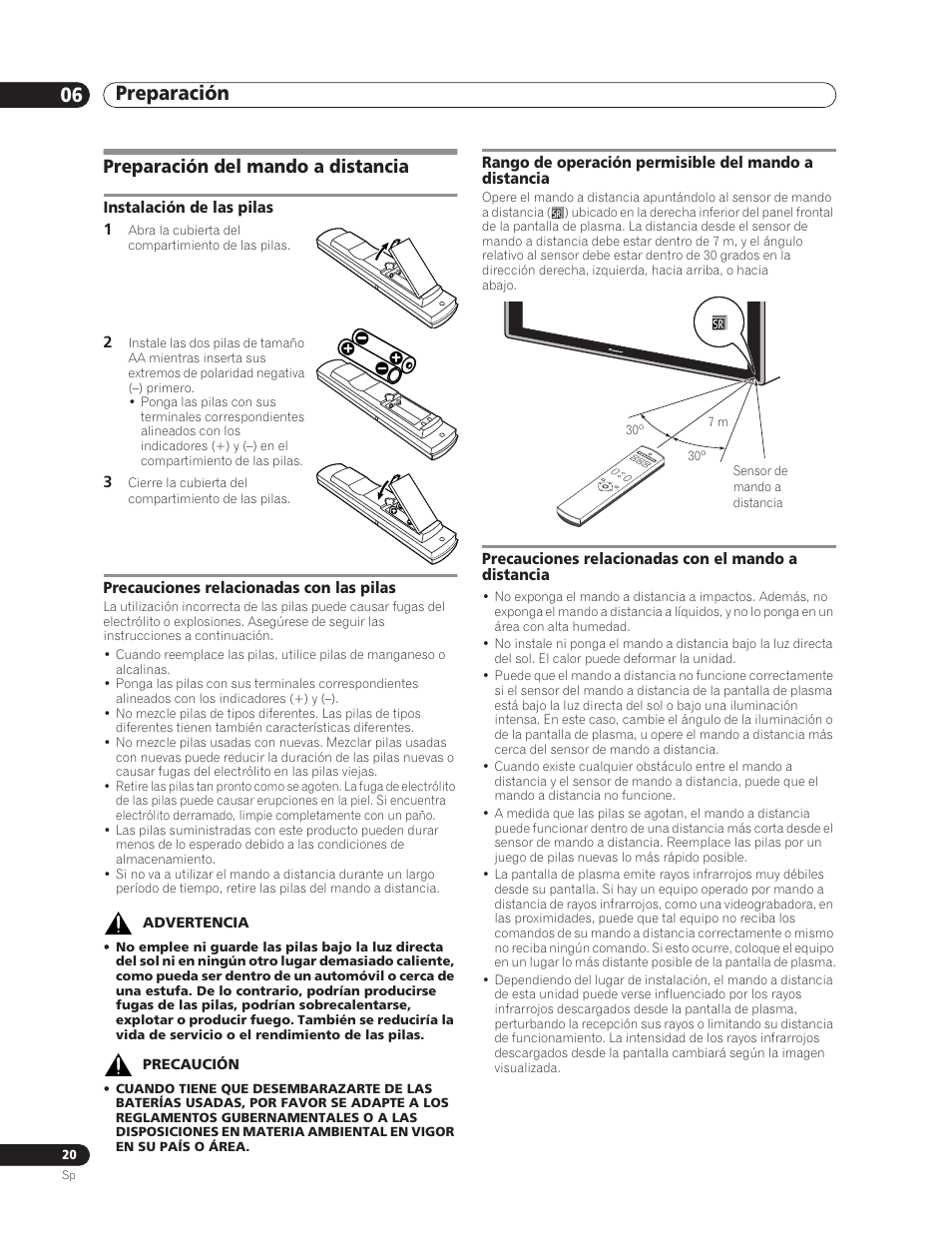 Preparación del mando a distancia, Preparación 06 | Pioneer PDP-5000EX User Manual | Page 210 / 230