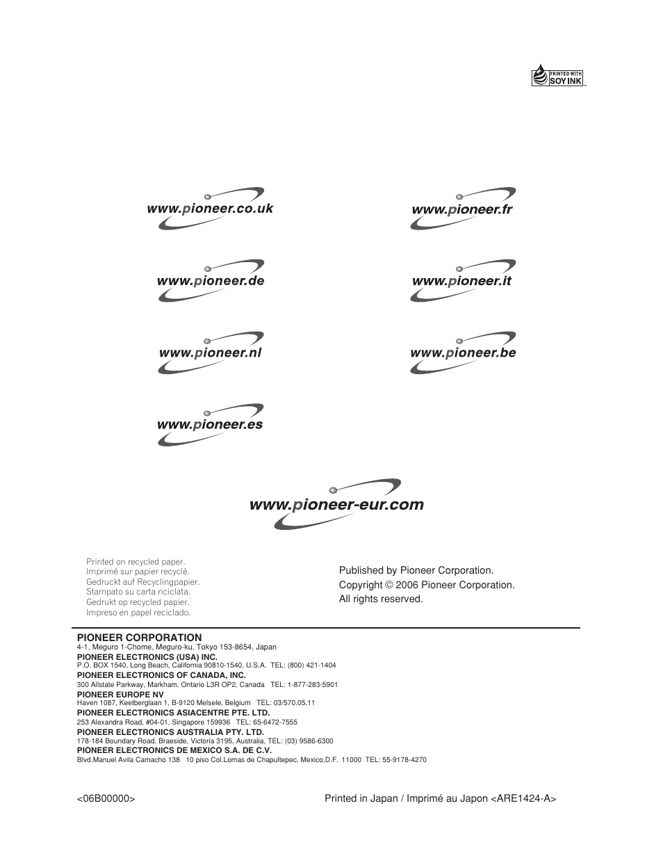 Pioneer PDP-5000EX User Manual | Page 230 / 230