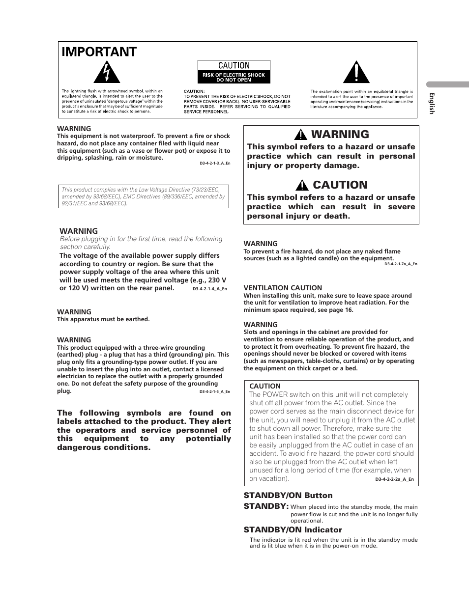 Warning, Caution | Pioneer PDP-5000EX User Manual | Page 3 / 230