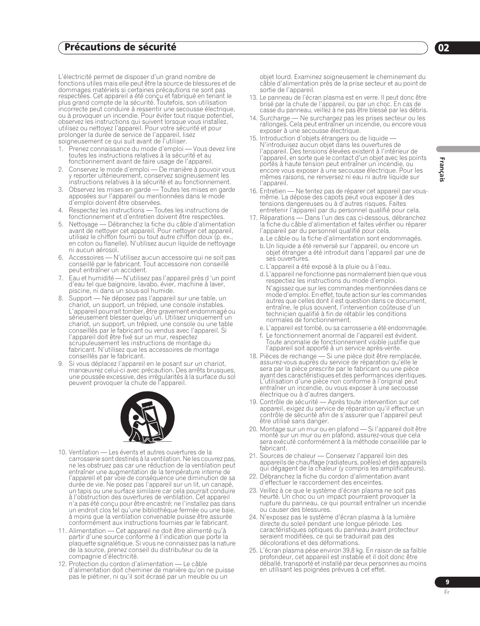 02 précautions de sécurité, Précautions de sécurité 02, Précautions de sécurité | Pioneer PDP-5000EX User Manual | Page 47 / 230