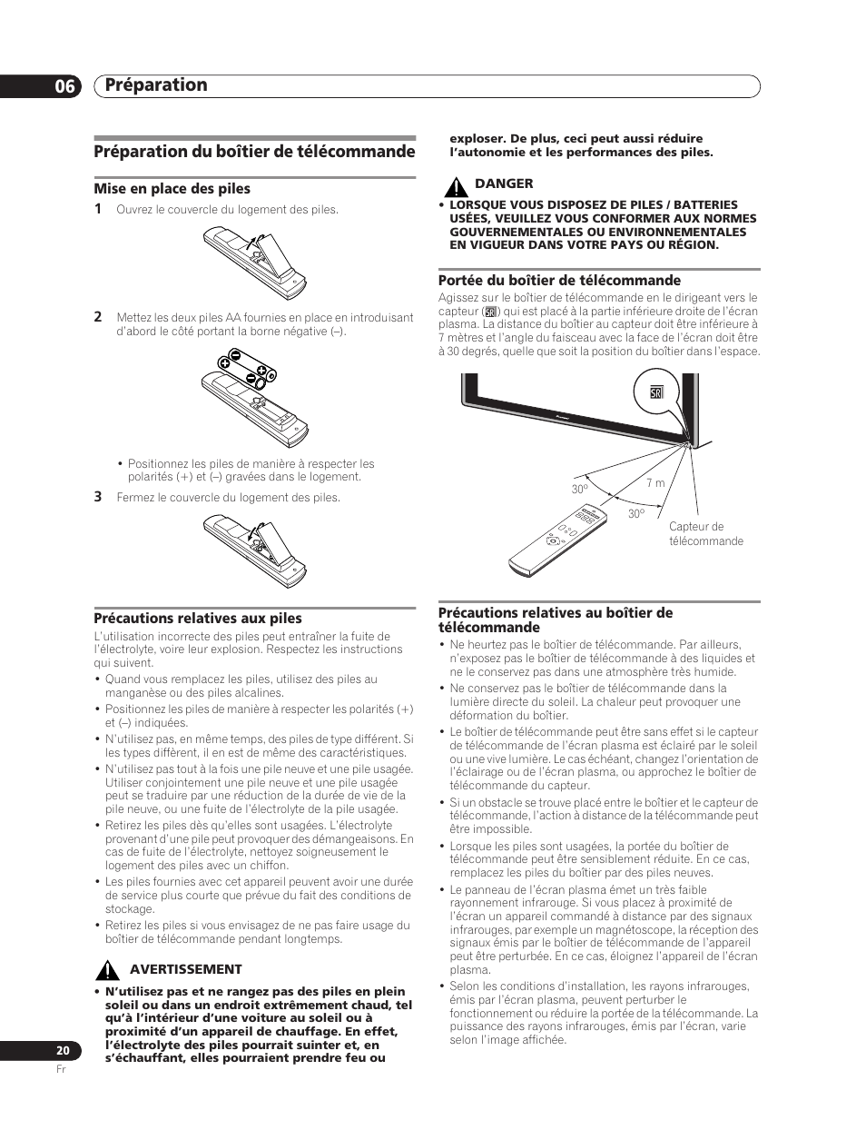 Préparation du boîtier de télécommande, Préparation 06 | Pioneer PDP-5000EX User Manual | Page 58 / 230