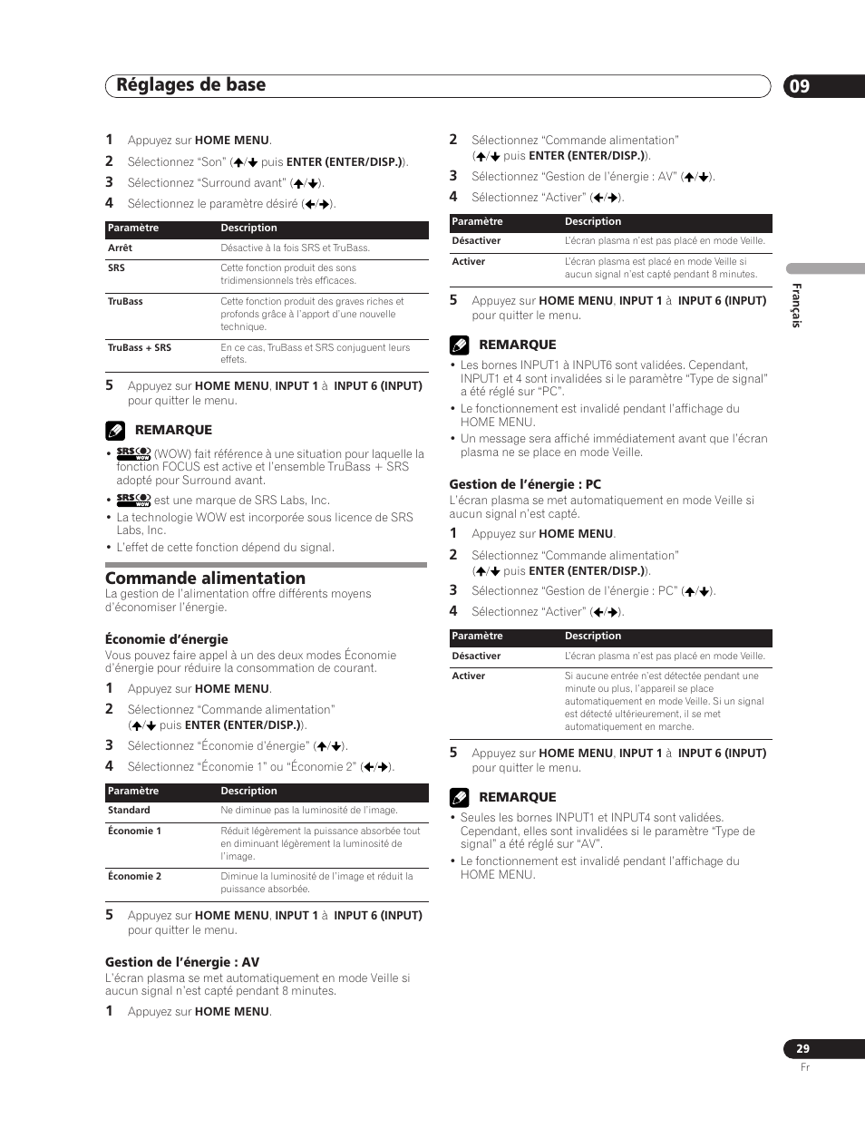 Commande alimentation, Réglages de base 09 | Pioneer PDP-5000EX User Manual | Page 67 / 230