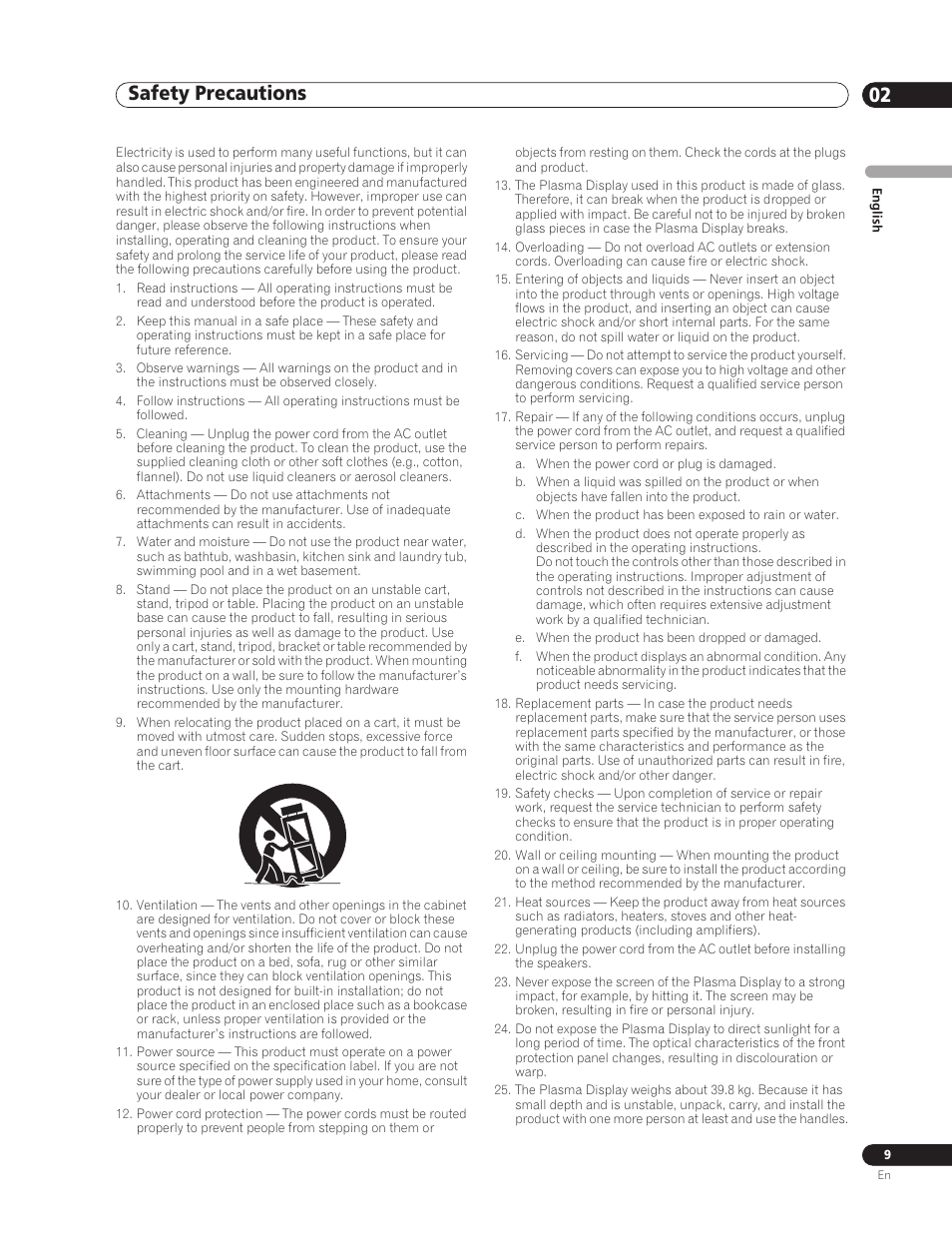 02 safety precautions, Safety precautions 02, Safety precautions | Pioneer PDP-5000EX User Manual | Page 9 / 230