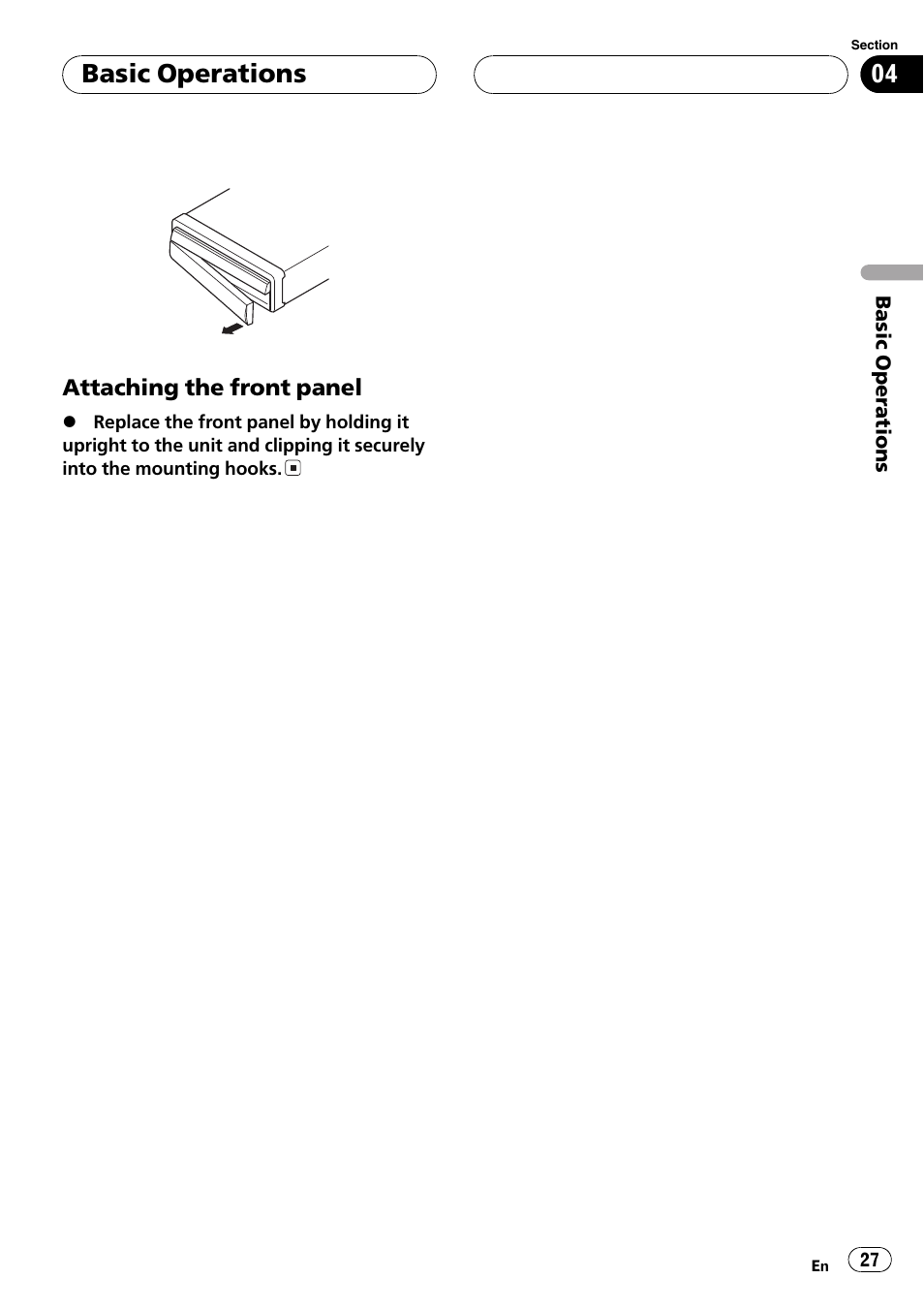 Basicoperations | Pioneer AVH-P7600D User Manual | Page 27 / 112