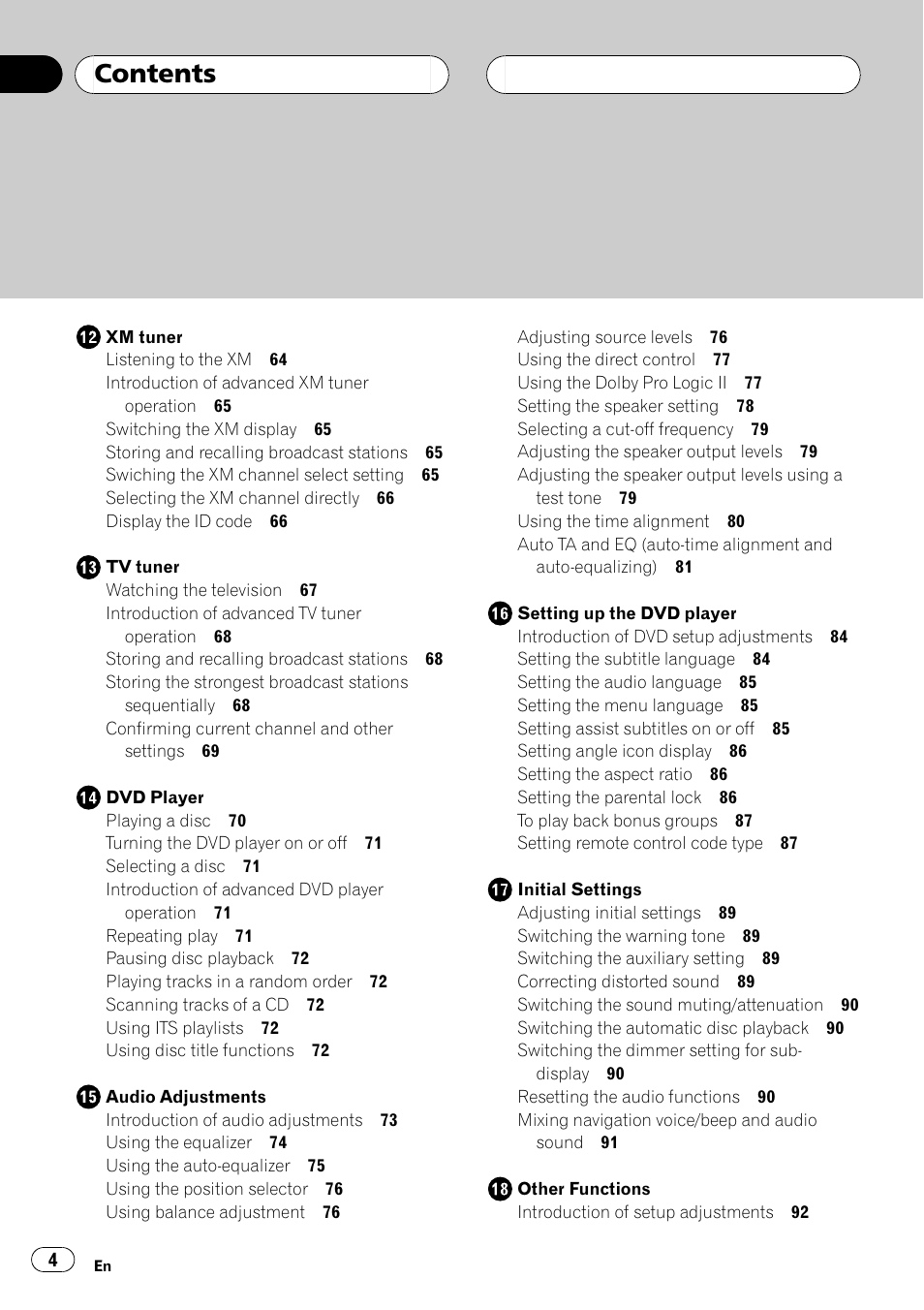 Pioneer AVH-P7600D User Manual | Page 4 / 112