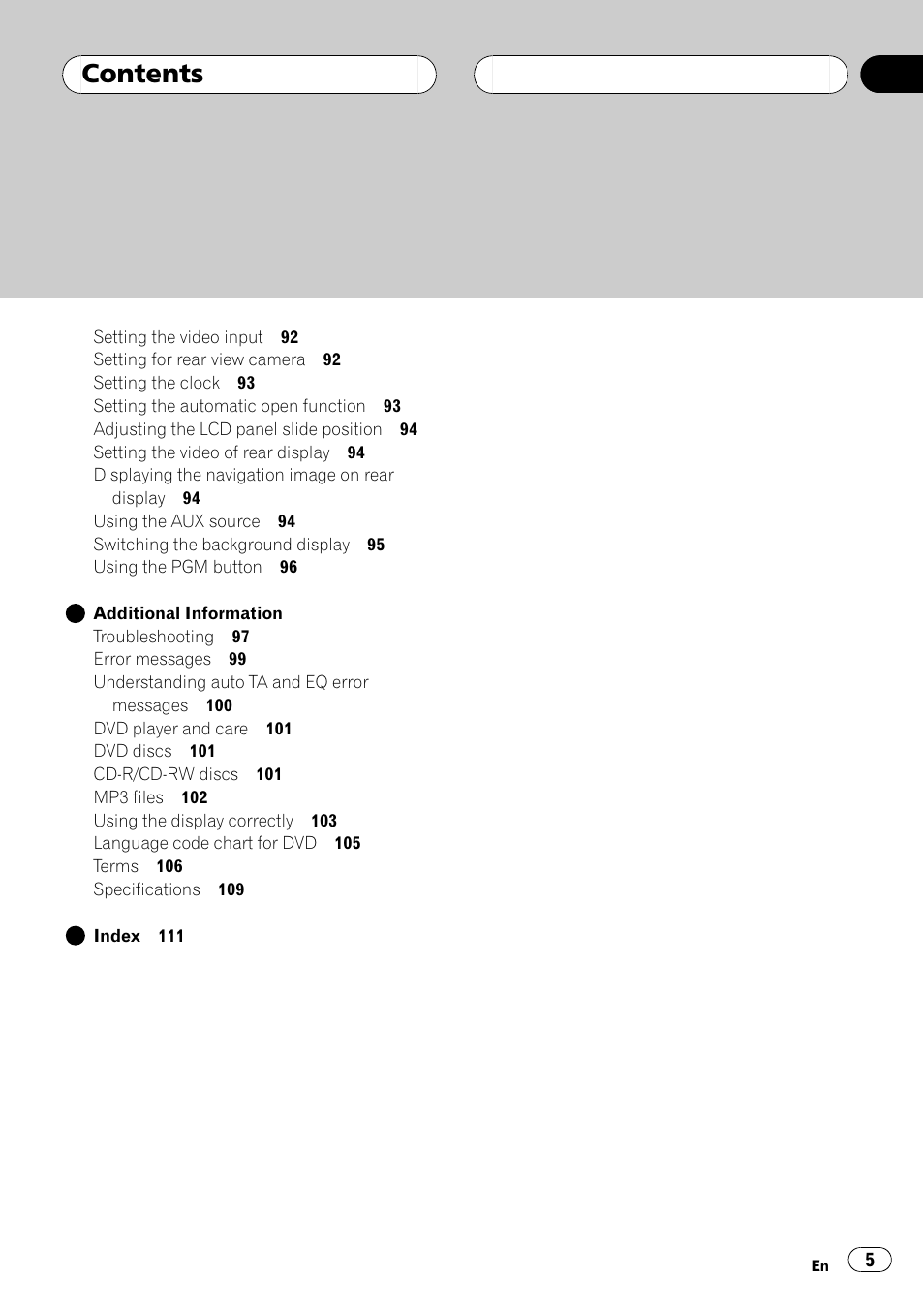 Pioneer AVH-P7600D User Manual | Page 5 / 112