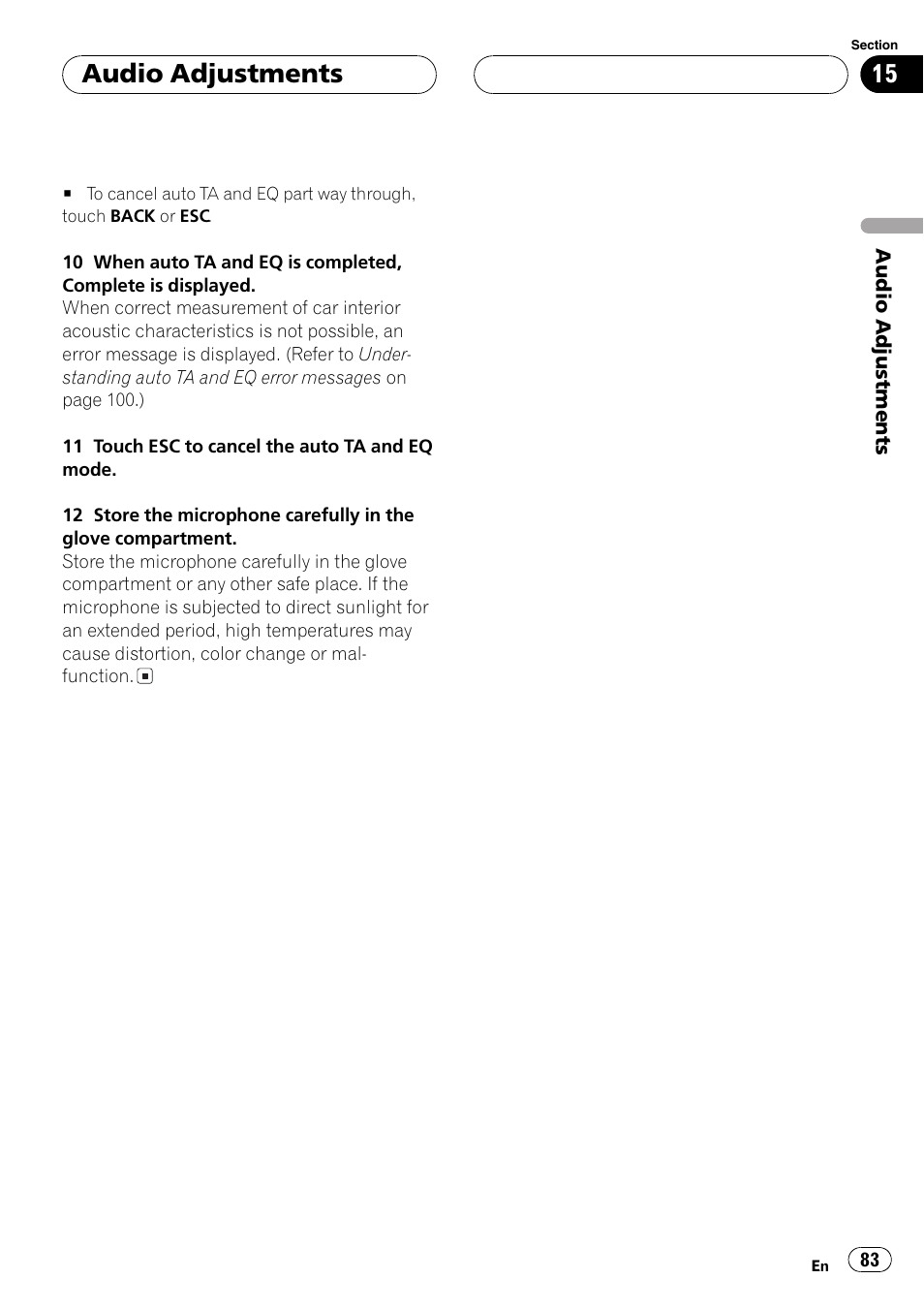 Audio adjustments | Pioneer AVH-P7600D User Manual | Page 83 / 112