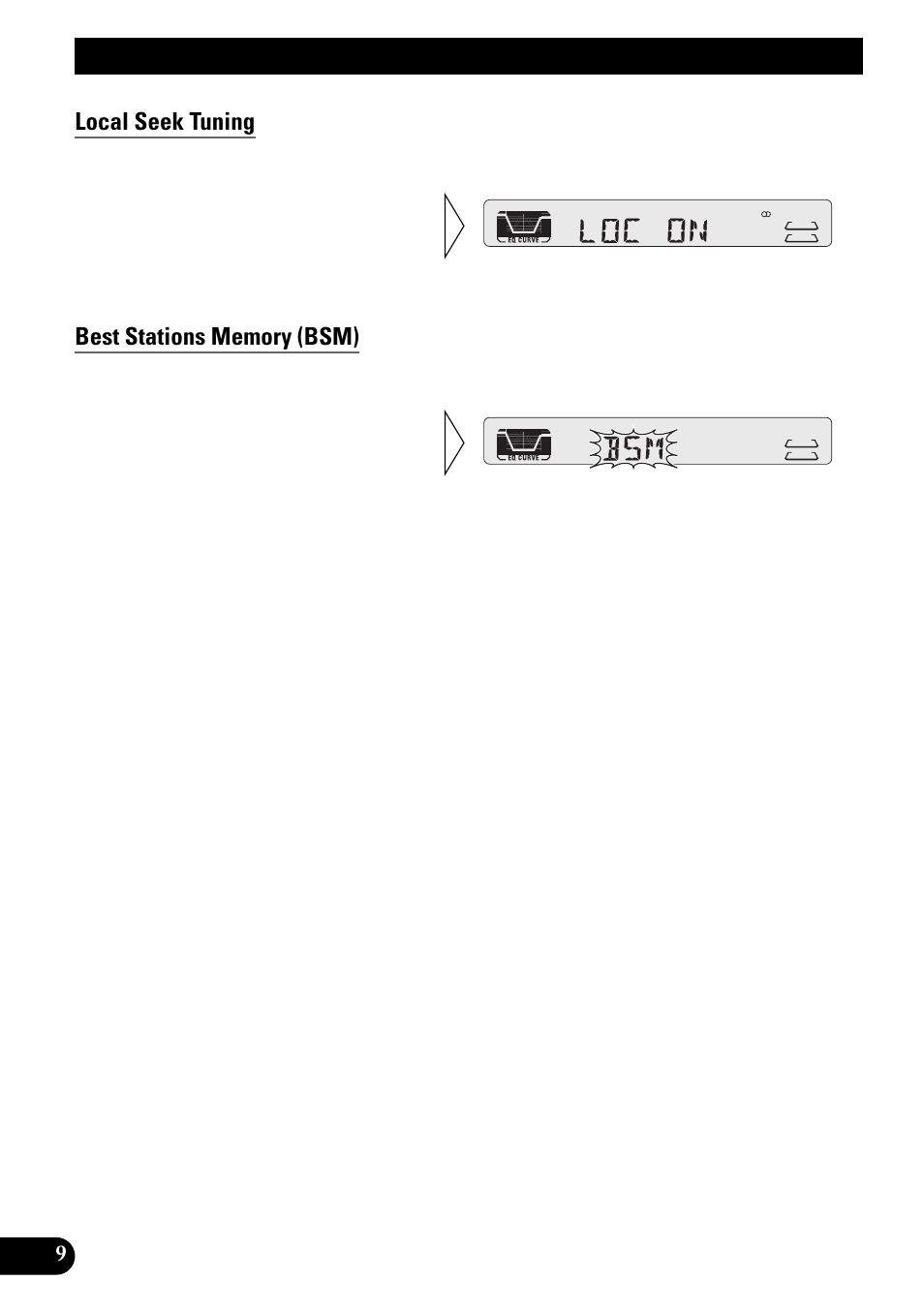 Tuner operation, Local seek tuning, Best stations memory (bsm) | Pioneer KEH-P4950 User Manual | Page 10 / 80