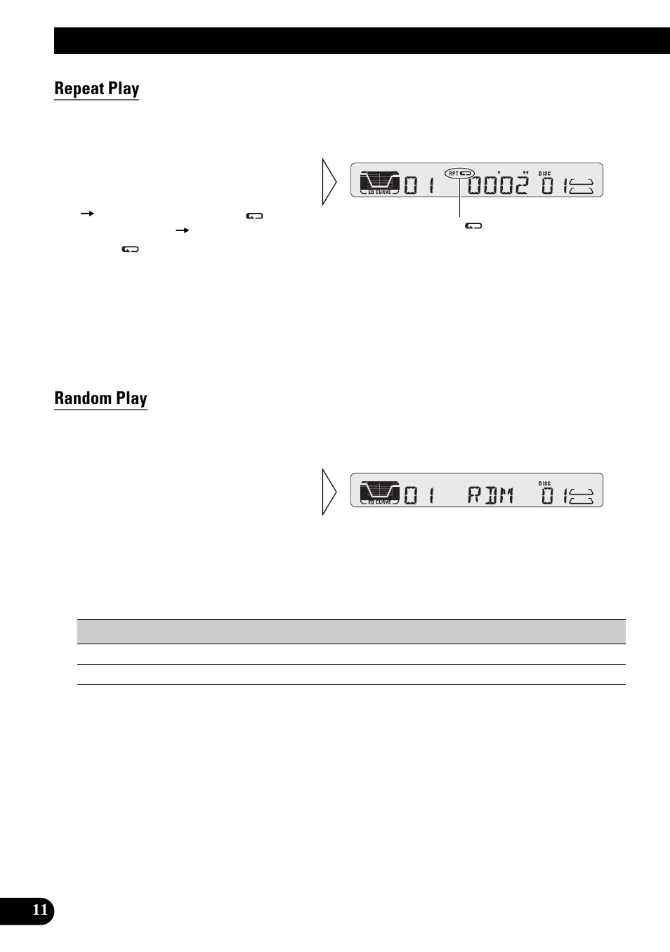 Using multi-cd players, Repeat play, Random play | Pioneer KEH-P4950 User Manual | Page 12 / 80