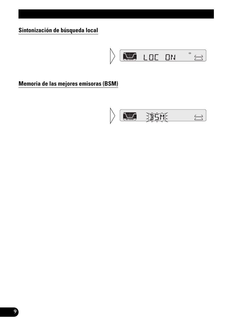 Operación del sintonizador, Sintonización de búsqueda local, Memoria de las mejores emisoras (bsm) | Pioneer KEH-P4950 User Manual | Page 36 / 80