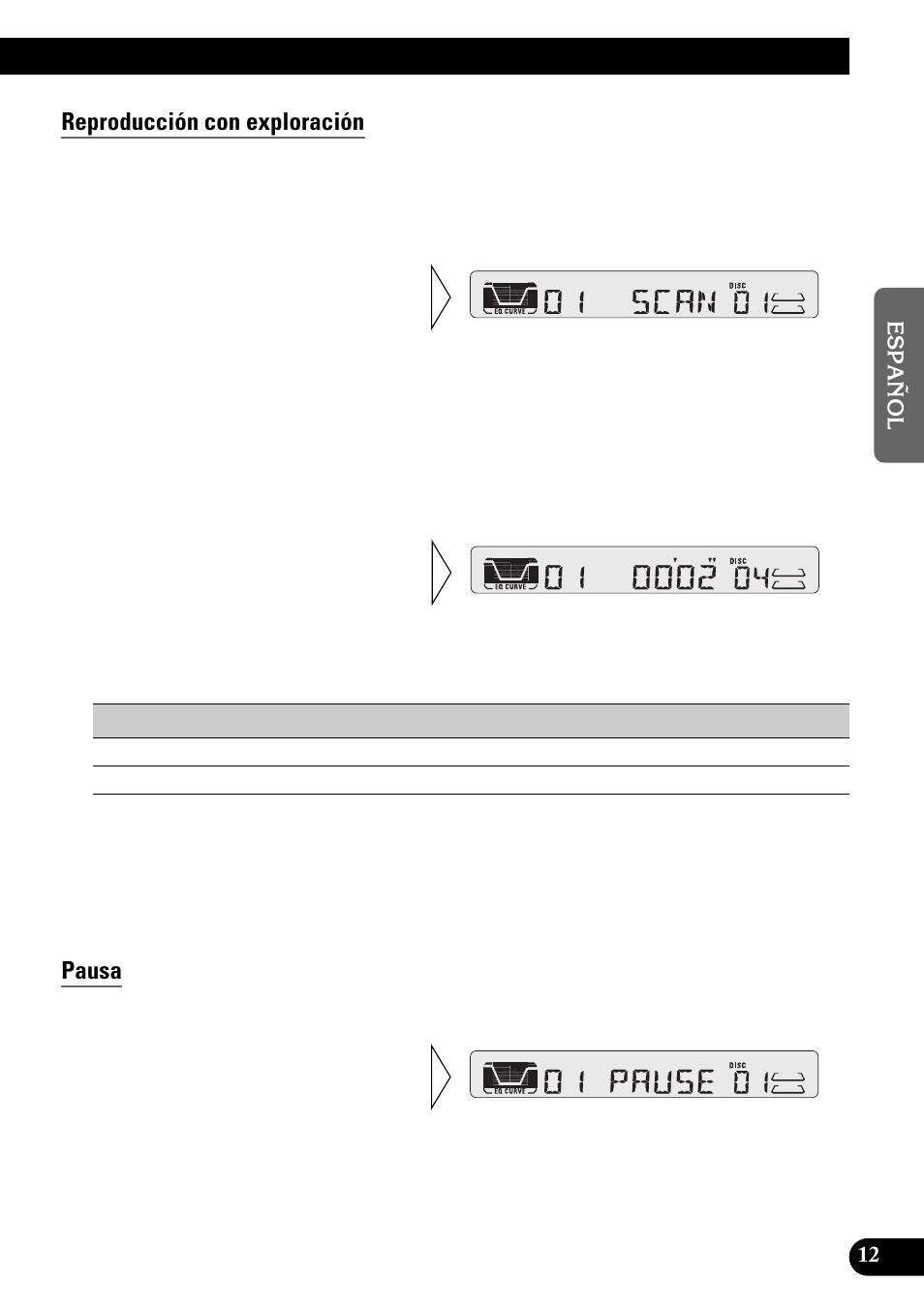 Reproducción con exploración, Pausa | Pioneer KEH-P4950 User Manual | Page 39 / 80