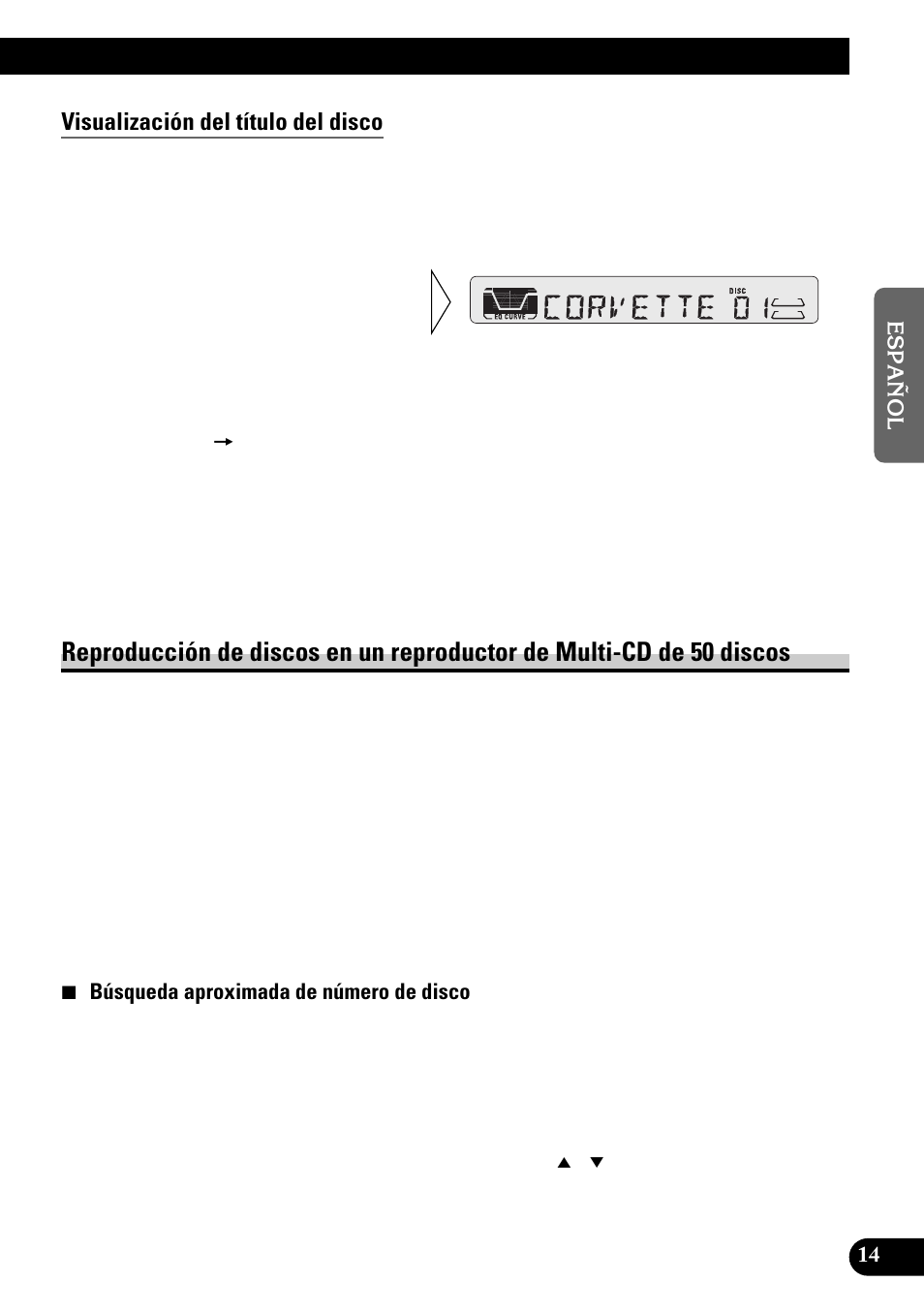 Visualización del título del disco, Reproducción de discos en un reproductor de, Multi-cd de 50 discos | Pioneer KEH-P4950 User Manual | Page 41 / 80