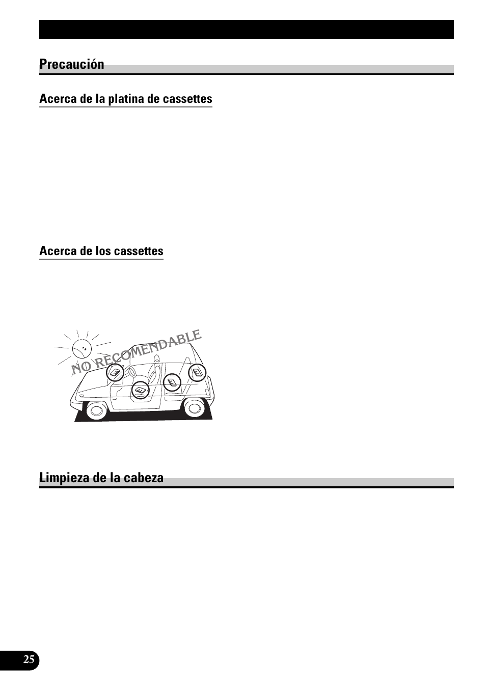 Platina de cassettes y cuidados, Precaución, Acerca de la platina de cassettes | Acerca de los cassettes, Limpieza de la cabeza | Pioneer KEH-P4950 User Manual | Page 52 / 80